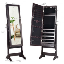 Load image into Gallery viewer, Lockable Mirrored Jewelry Cabinet with Stand and Led Lights-Brown