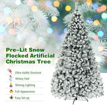 Load image into Gallery viewer, Pre-Lit Premium Snow Flocked Hinged Artificial Christmas Tree-9'