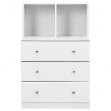 Load image into Gallery viewer, 3 Drawer Dresser with Cubbies Storage Chest for Bedroom Living Room-White