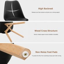 Load image into Gallery viewer, Set of 4 Dining Chair Mid Century Modern Shell PU Seat with Wooden Leg-Black