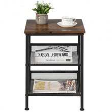 Load image into Gallery viewer, 3-Tier Industrial End Side Table Nightstand Adjustable Shelves