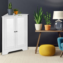 Load image into Gallery viewer, Adjustable Corner Storage Cabinet with Shutter Doors-White