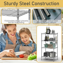 Load image into Gallery viewer, 4-Wire Shelving Metal Adjustable Storage Rack with Removable Hooks-Silver