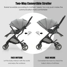 Load image into Gallery viewer, High Landscape Foldable Baby Stroller with Reversible Reclining Seat-Gray