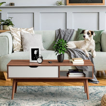 Load image into Gallery viewer, Coffee Cocktail Accent Table with Drawer and Storage Shelf-Coffee