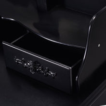 Load image into Gallery viewer, Black/White Vanity Makeup Dressing Table w/ Tri Folding Mirror + 7 Drawers-Black