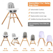 Load image into Gallery viewer, 3-in-1 Convertible Wooden Baby High Chair-Beige