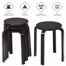 Load image into Gallery viewer, Set of 4 18" Wood Home Backless Dining Chairs-Deep Brown