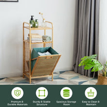 Load image into Gallery viewer, Tilt out Bamboo Shelf Slat Frame Storage Laundry Hamper