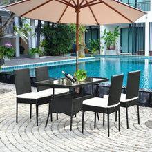 Load image into Gallery viewer, 5 PCS Patio Rattan Dining Set with Glass Top