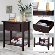 Load image into Gallery viewer, Nightstand with Drawer and Storage Shelf for Bedroom Living Room-Espresso