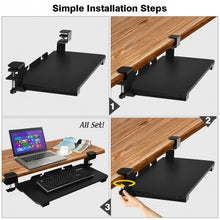 Load image into Gallery viewer, Keyboard Tray Under Desk Clamp-On Retractable Platform Computer Drawer