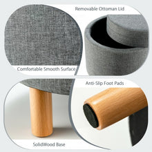 Load image into Gallery viewer, Round Storage Ottoman with Tray Top Accent Padded Footrest-Gray
