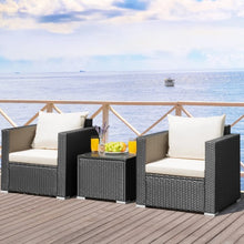 Load image into Gallery viewer, 3 Pcs Patio wicker Furniture Set-White