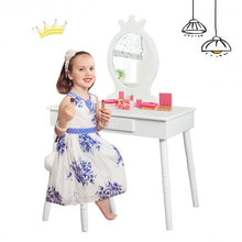 Load image into Gallery viewer, Kids Vanity Makeup Table & Chair Set Make Up Stool-White