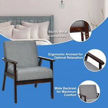 Load image into Gallery viewer, Solid Rubber Wood Fabric Accent Armchair-Gray