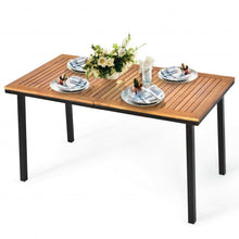 Load image into Gallery viewer, 55" Patio Rattan Dining Table with Umbrella Hole