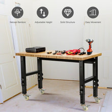 Load image into Gallery viewer, 48"×24" Adjustable Height Workbench Mobile Tool Bench Bamboo Top w/Caster-NA