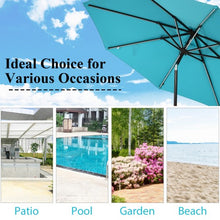 Load image into Gallery viewer, 9Ft Solar LED Market Umbrella with Aluminum Crank Tilt 16 Strip Lights-Turquoise