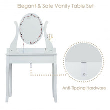 Load image into Gallery viewer, Touch Switch Makeup Dressing Vanity Table Set with 10 Light Bulbs-White