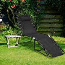 Load image into Gallery viewer, Folding Heightening Design Beach Lounge Chair with Pillow for Patio-Black