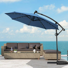 Load image into Gallery viewer, 10FT 360° Rotation Solar Powered LED Patio Offset Umbrella-Blue