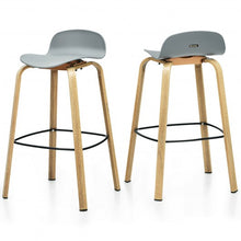 Load image into Gallery viewer, Set of 2 Modern Barstools Pub Chairs with Low Back and Metal Legs-Gray
