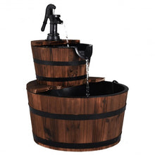 Load image into Gallery viewer, 2 Tiers Outdoor Wooden Barrel Waterfall Fountain with Pump
