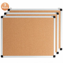 Load image into Gallery viewer, 1 or 3 Pack 24" x 18" Cork Board Set with 10 Thumb Tacks-3 Pack