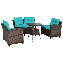 Load image into Gallery viewer, 4Pcs Outdoor Cushioned Rattan Furniture Set-Turquoise