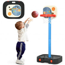 Load image into Gallery viewer, 2 in 1 Kids Basketball Hoop Stand with Ring Toss and Storage Box-Black