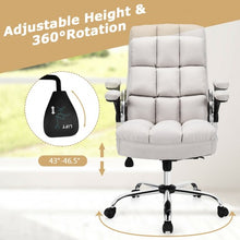 Load image into Gallery viewer, Adjustable Swivel Office Chair with High Back and Flip-up Arm for Home and Office-Beige
