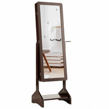 Load image into Gallery viewer, Standing Jewelry Cabinet with Full-length Mirror-Coffee