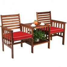 Load image into Gallery viewer, 3 pcs Outdoor Patio Table Chairs Set Acacia Wood Loveseat-Red