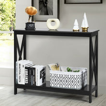 Load image into Gallery viewer, 2-Tier Console X-Design Sofa Side Accent Table-Black