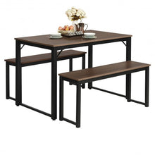 Load image into Gallery viewer, Modern 3 Piece Dining Table with 2 Benches