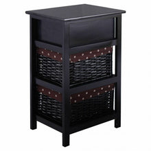 Load image into Gallery viewer, 3 Tier Set of 2 Wood Nightstand with 1 & 2 Drawer -Black