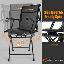 Load image into Gallery viewer, Swivel Hunting Chair Foldable Mesh Chair with Armrests-Black
