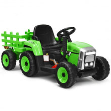 Load image into Gallery viewer, 12V Kids Ride On Tractor with Trailer Ground Loader-Green
