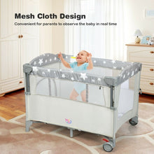 Load image into Gallery viewer, 5-in-1 Portable Baby Beside Sleeper Bassinet Crib Playard with Diaper Changer