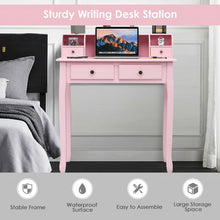 Load image into Gallery viewer, Removable Floating Organizer 2-Tier Mission Home Computer Vanity Desk-Pink