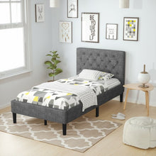 Load image into Gallery viewer, Upholstered Bed Base with Button Stitched Headboard
