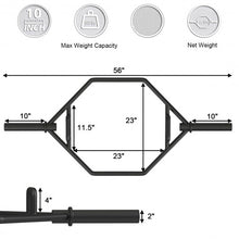Load image into Gallery viewer, 56" Olympic Hexagon Deadlift Trap Bar with Folding Grips Powerlifting-Black