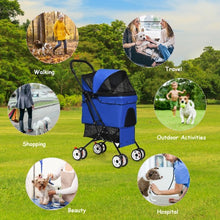 Load image into Gallery viewer, Pet Foldable Cage Stroller For Cat And Dog-Blue