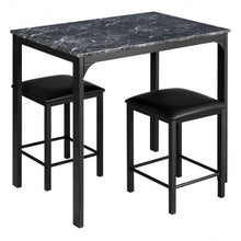 Load image into Gallery viewer, 3 Piece Counter Height Dining Set Faux Marble Table-Black