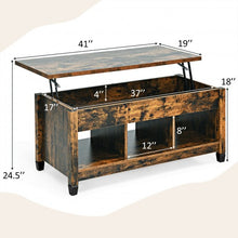 Load image into Gallery viewer, Lift Top Coffee Table with Hidden Storage Compartment- Brown