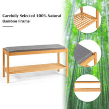Load image into Gallery viewer, Bamboo Upholstered Padded Shoes Storage Bench