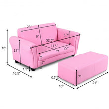 Load image into Gallery viewer, Soft Kids Double Sofa with Ottoman-Pink