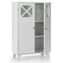 Load image into Gallery viewer, Wooden Freestanding Storage Cabinet with Visible Windows and 1 Adjustable Shelf