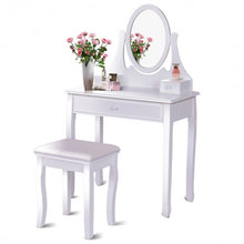 Load image into Gallery viewer, Vanity Wooden Makeup Dressing Table Stool Set -White